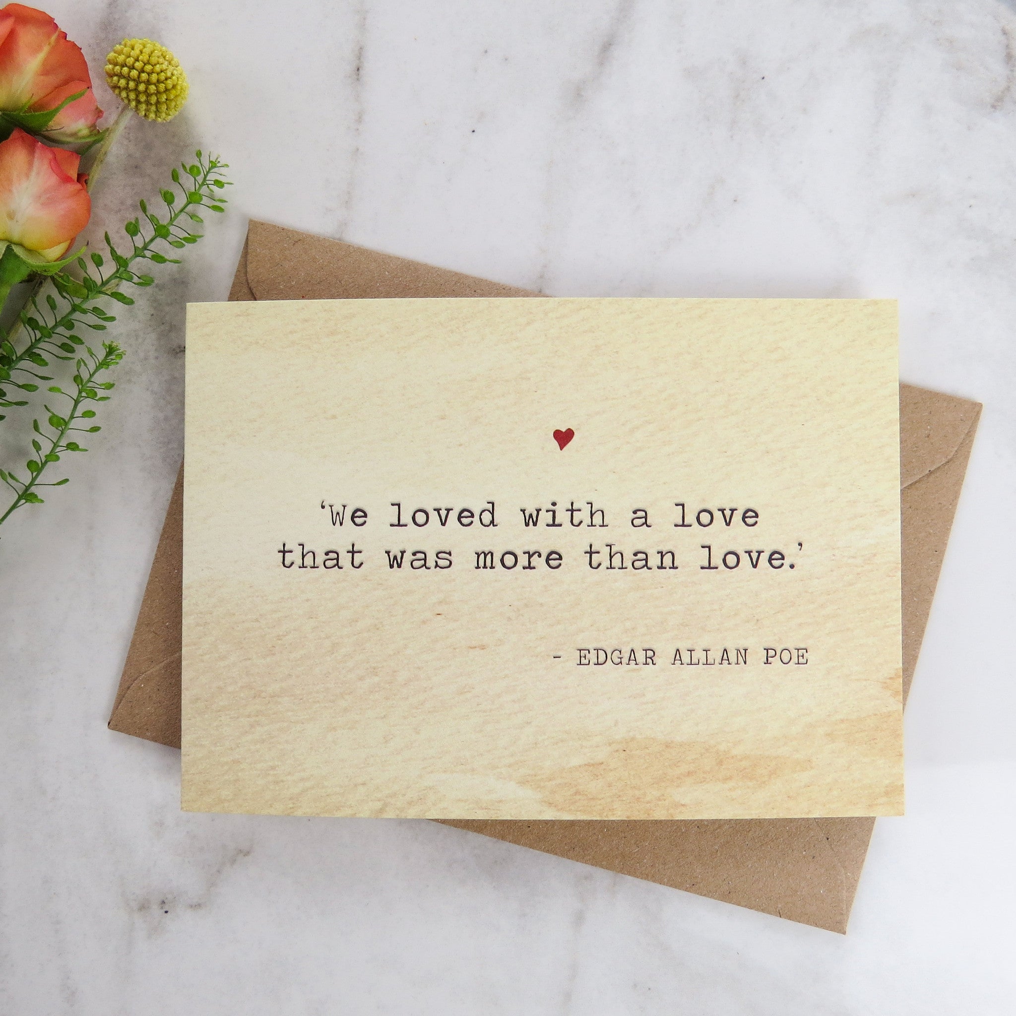Literature Valentines Card Edgar Allan Poe Quote - Literary Emporium Ltd