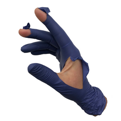 Ripped nitrile glove