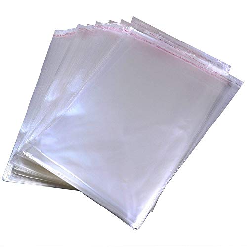 100 Clear Cellophane Bags, 9X12, Resealable, for Clothes, Flyers