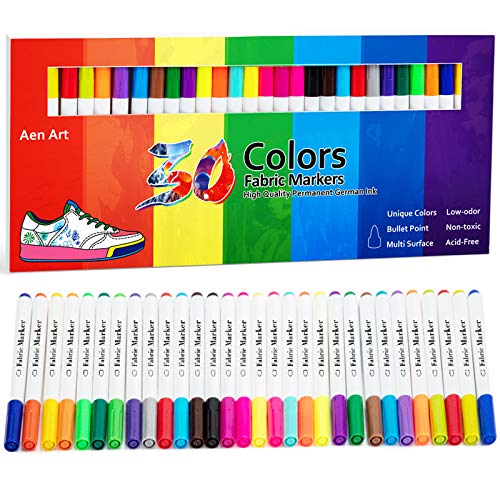  Fabric Markers Permanent for Clothes - Dual Tip Fabric Pen, 20  Colors Fabric Pens Permanent No Bleed, Non-Toxic Fabric Paint Markers for T  Shirt Bibs Shoes Tote Bag Onesie Fabric