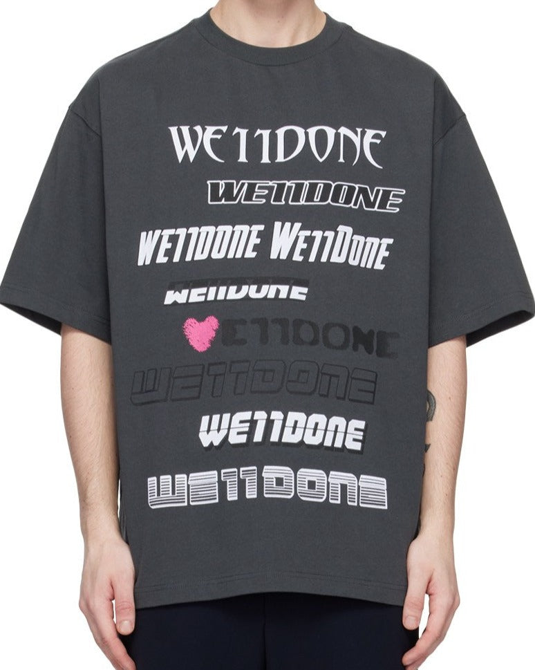 WE11DONE Gray Printed T-Shirt