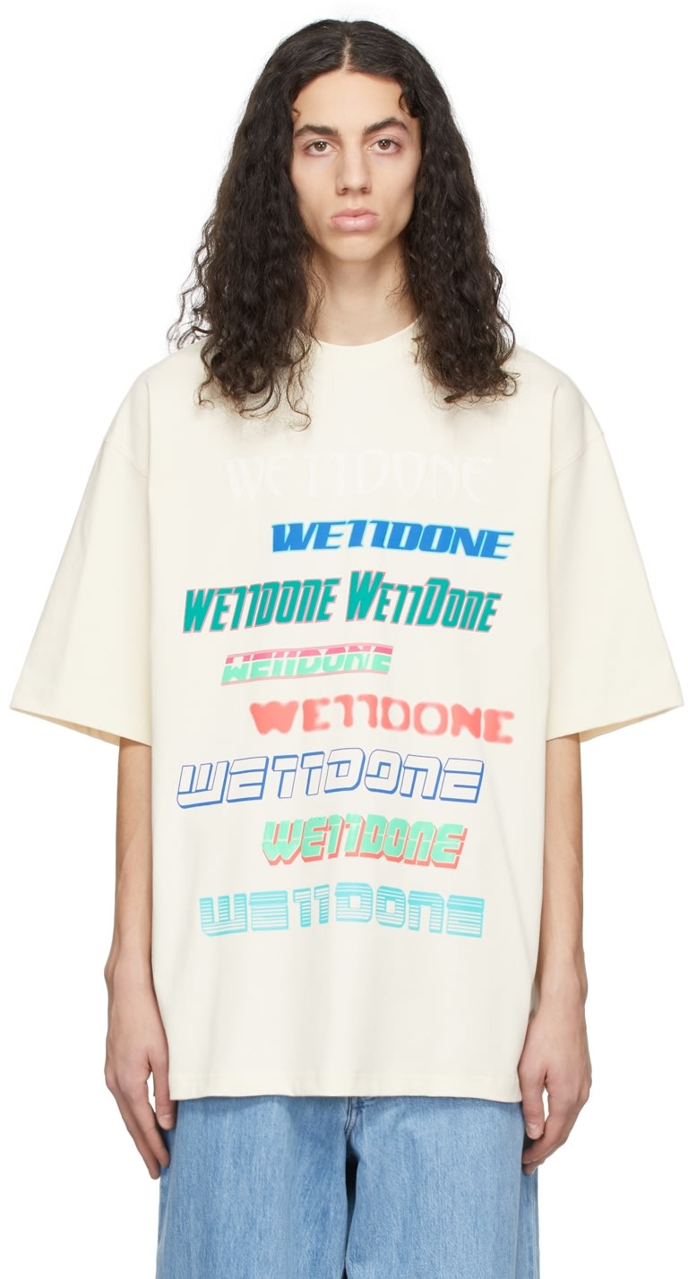 WE11DONE Off-White Cotton T-Shirt Ivory – Lines Up