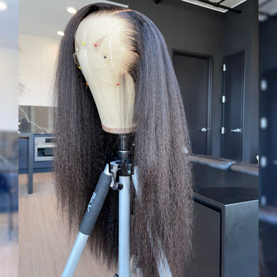 kinky straight human hair wig