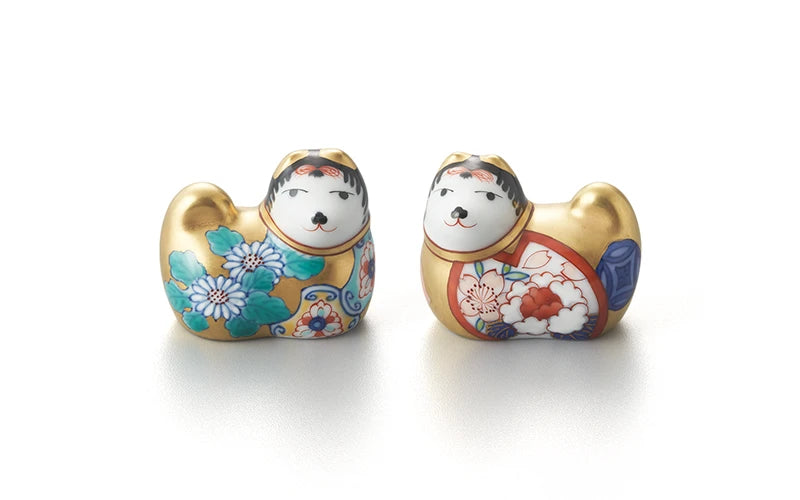 White Chrysanthemum Design, Peony Design Gold Dog Box (Small)