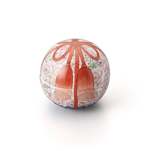 Kumihimo knot, peach flower pattern, lid