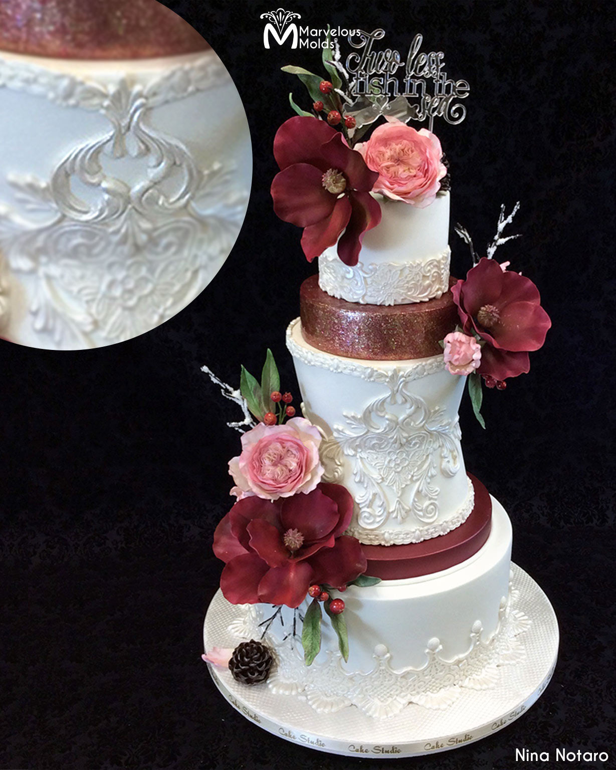 Burgundy - Decorated Cake by Piu Dolce de Antonela Russo - CakesDecor