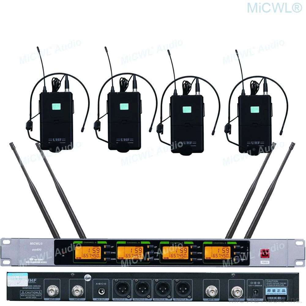 Silver SKM5000 ew400 G4 Digital Wireless 4 Handheld DJ Karaoke Microphone System 4 Headset HeadWear Mic Mike Sets - MiCWL Audio Inc