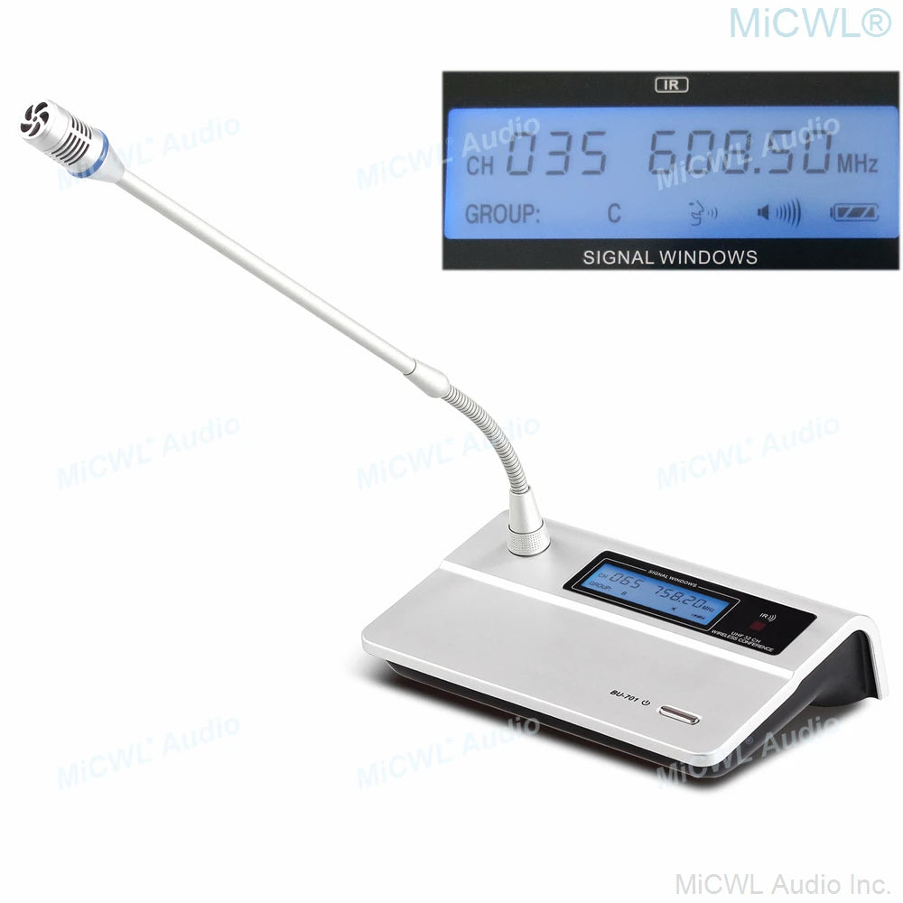 High-end Mute Function Digital Wireless Microphone Conference System 8 Desktop Gooseneck Discussion Meeting Room Mics - MiCWL Audio Inc