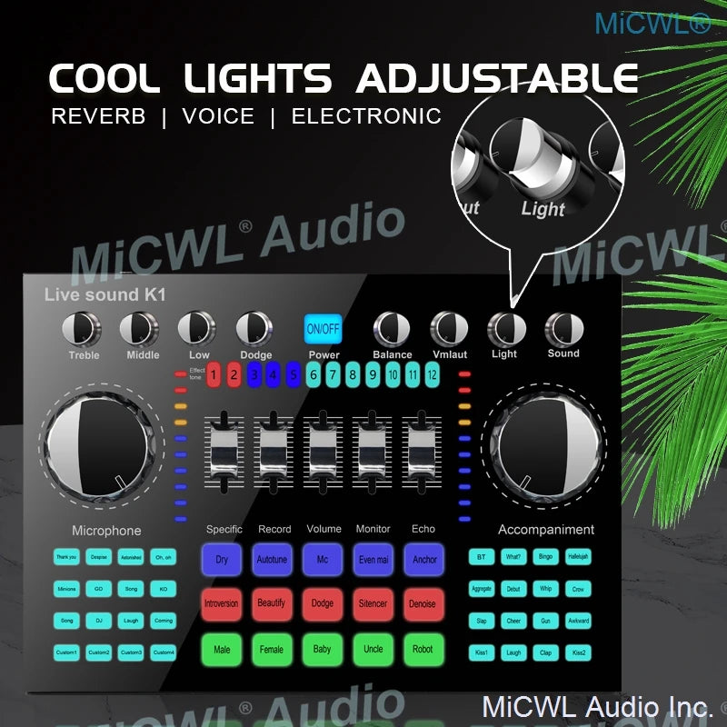 Pro Digital Computer Sound Card Audio Live Mixer for PC Mobile Phone Network Live Video - MiCWL Audio Inc