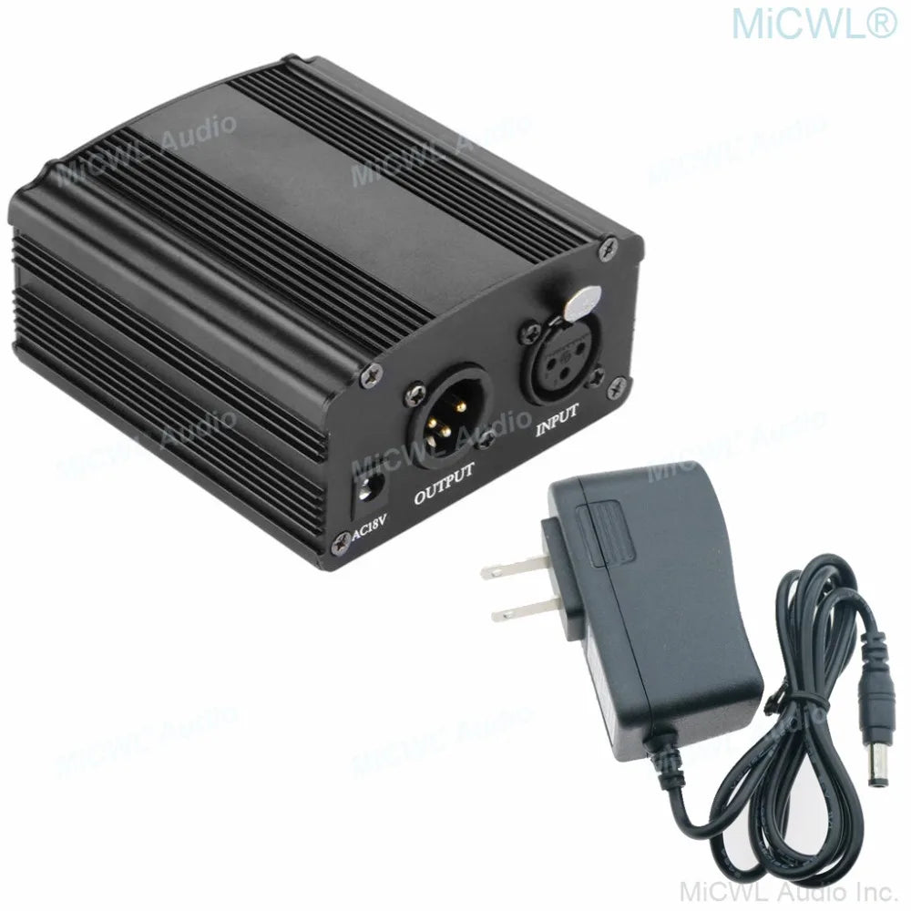 XLR 3Pin 48V Phantom Power Supply For Condenser Microphone US Euro Au UK 100V-240V - MiCWL Audio Inc