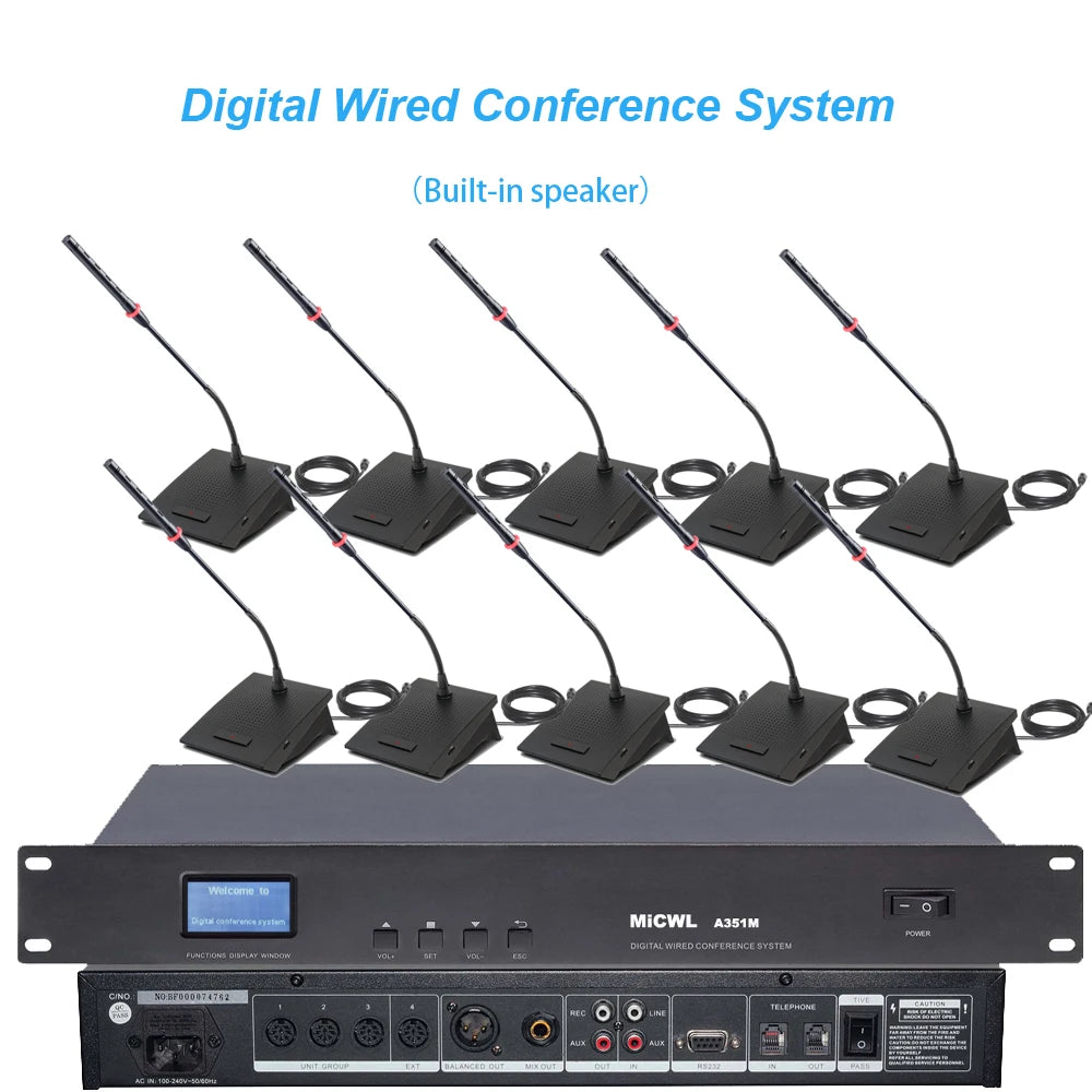 MiCWL 18 Table Digital Wired Gooseneck Microphone Built-in Horn 18 Desktop Discussion Conference System - MiCWL Audio Inc