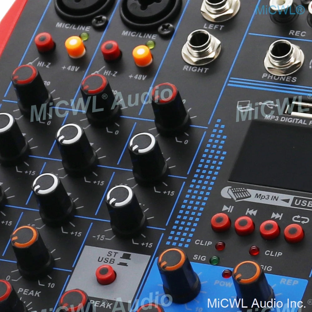 Pro USB 4 Channel Audio Mixer Portable Bluetooth Mixing Console Computer Live Studio Stage Microphone EQ USB 48V Switch AG4 - MiCWL Audio Inc