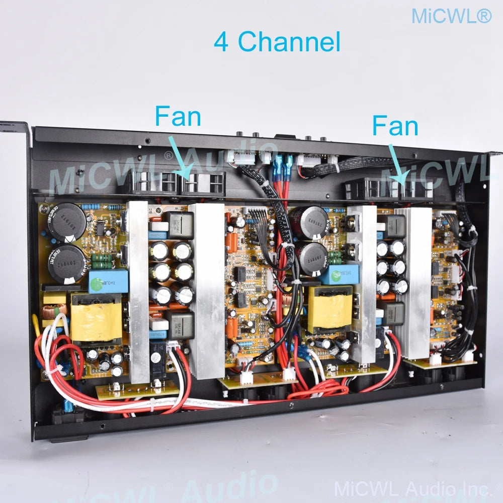 New Generation High-Power 6400 Watt Digital Power Amplifier 4 Way DJ Karaoke Stage Studio 6400W Drive 800W Horn Each Channel - MiCWL Audio Inc