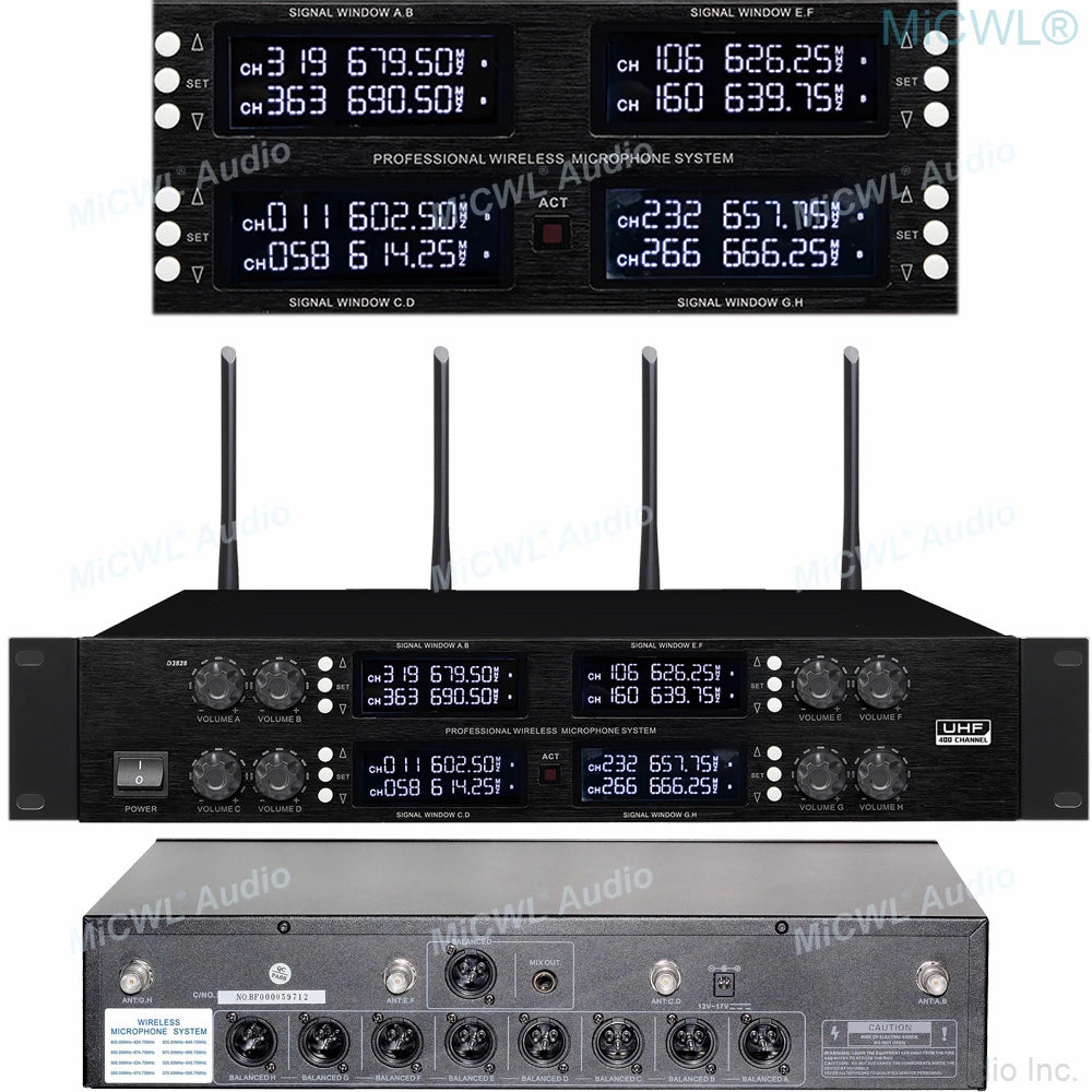MiCWL Audio 400 Channel Top Conference Wireless Microphone 8 Desktop Gooseneck Meeting System 8 Table Mics - MiCWL Audio Inc