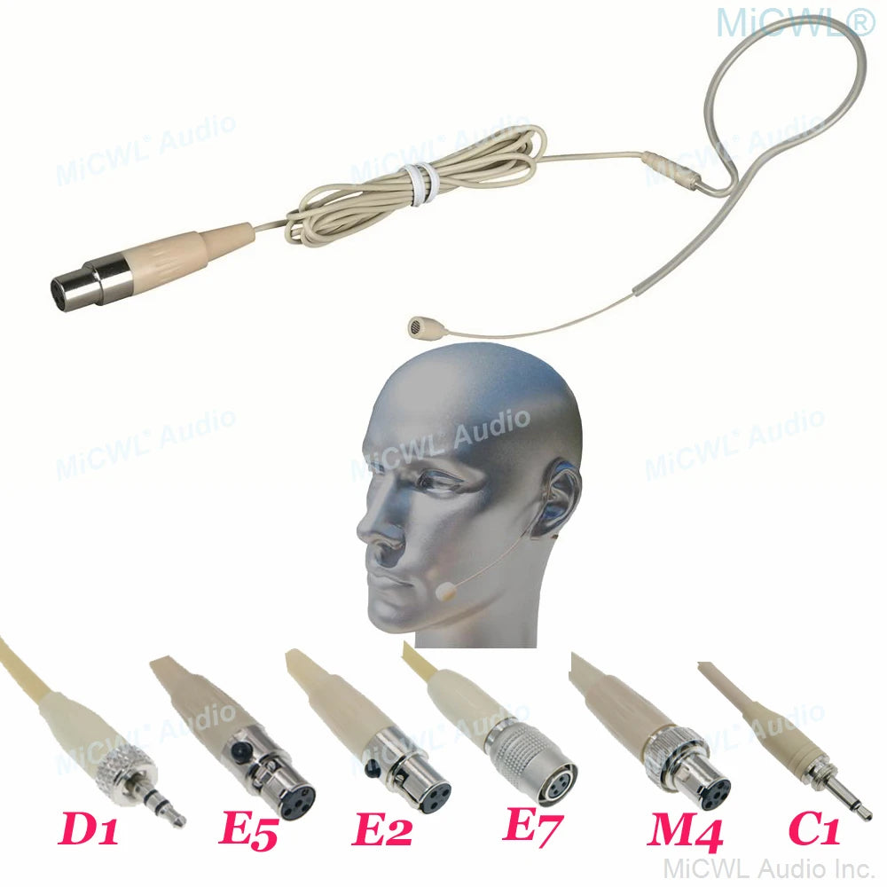 Skin Earset Headset Head Microphone For Sennheiser 3.5mm Shure TA4F AKG 3Pin Wireless Sing Speech Karaoke For Children Adults - MiCWL Audio Inc