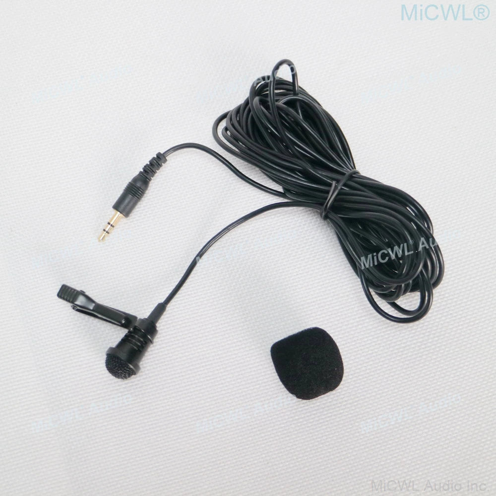 Clip-On Clip Lapel Cardioid Microphone with 3.5mm Stereo Jack Plug 6m Cable for Laptop PC Camera etc - MiCWL Audio Inc