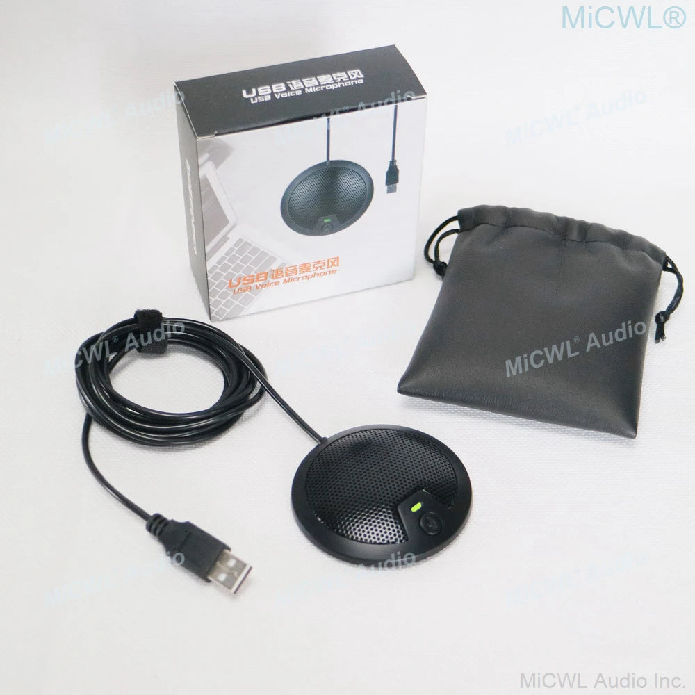 Pro USB Table Microphone For Laptop PC CISCO ZOOM Web Conferencing NetMeeting Game Live Desktop Mic Mike with Bag - MiCWL Audio Inc
