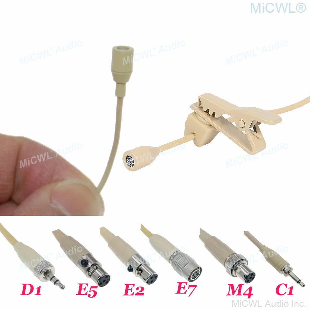 Mini Lapel Lavalier Clip Recording Microphone For Sennheiser Shure TA4F AKG 3Pin Audio-Technica MiPro 3.5mm Jack Wireless System - MiCWL Audio Inc