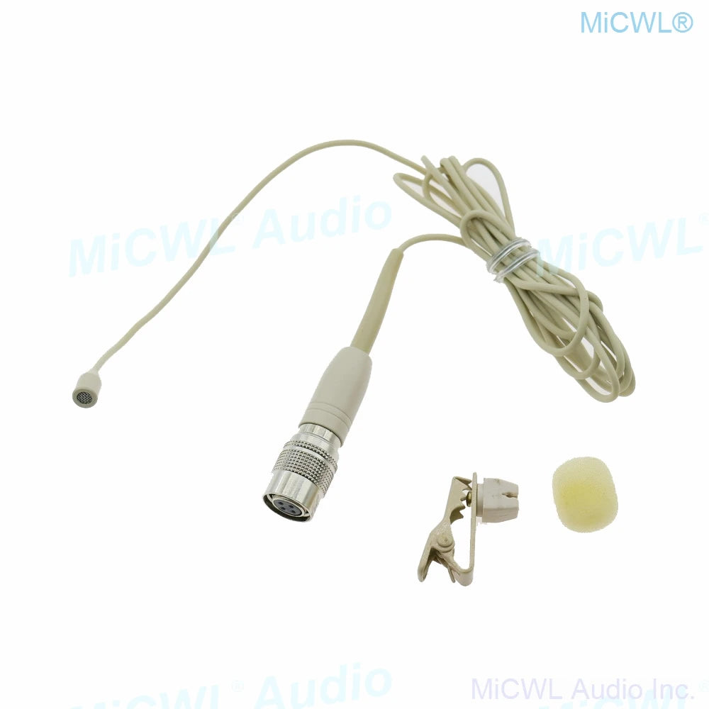 Hidden Mini Tie Clip Lapel Lavalier Microphone For Audio Technica Wireless BeltPack Transmitter Hirose 4Pin plug - MiCWL Audio Inc