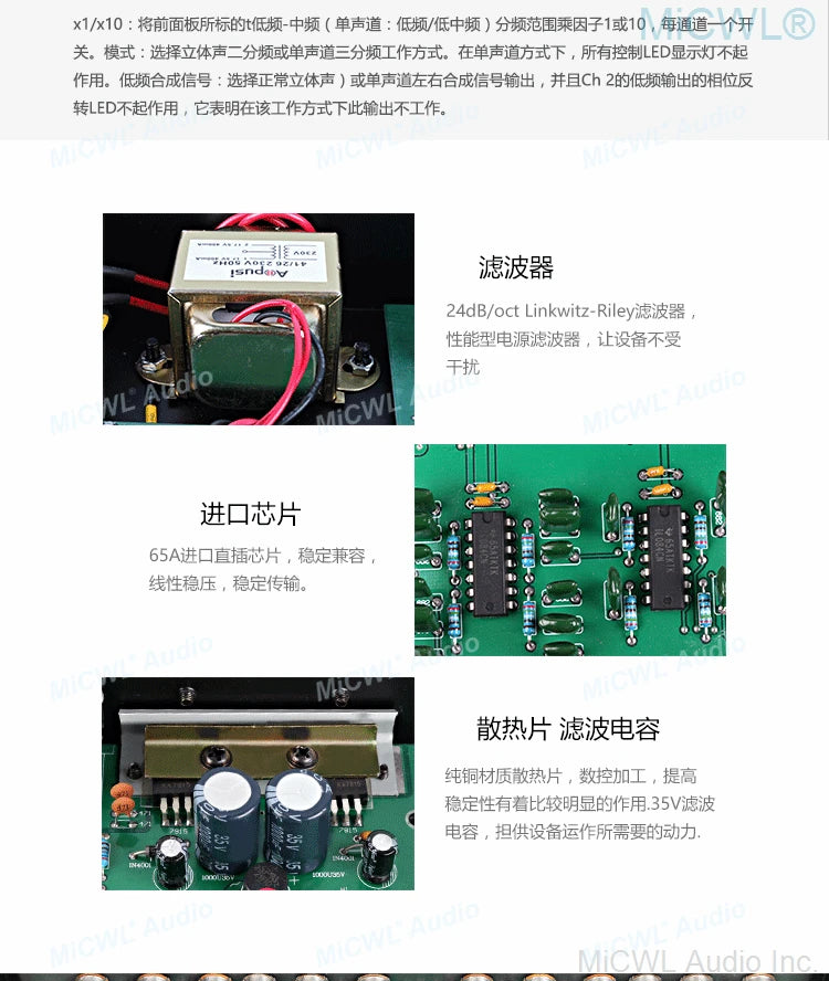 Professional 3 Channel Frequency Divider 2 Way Counter-Down Bass Stereo Digital Signal Processor - MiCWL Audio Inc