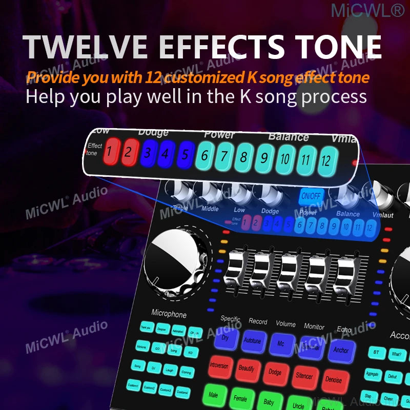 Advanced Digital Sound Card Internet Youtube Facebook Tik Tok Live Audio Mixer For Laptop Smartphone Computer - MiCWL Audio Inc