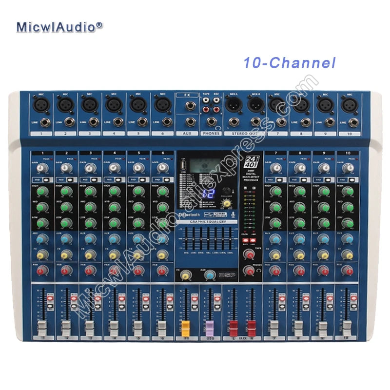 Professional Sound Console Mixer Stage Meeting Stereo USB Bluetooth 24Bit 40KHz 6-Channel 8-Channel 10-Channel Reverberation - MiCWL Audio Inc