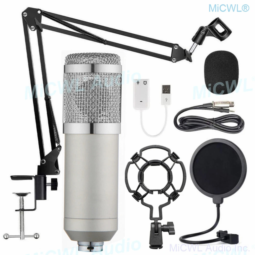 Professional Microfone BM 800 Studio Microphone BM-800 Condenser Sound Recording Microphone For Computer Shock Mount+Foam+Cable - MiCWL Audio Inc