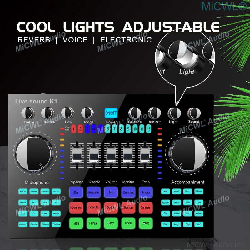 Advanced Digital Sound Card Internet Youtube Facebook Tik Tok Live Audio Mixer For Laptop Smartphone Computer - MiCWL Audio Inc