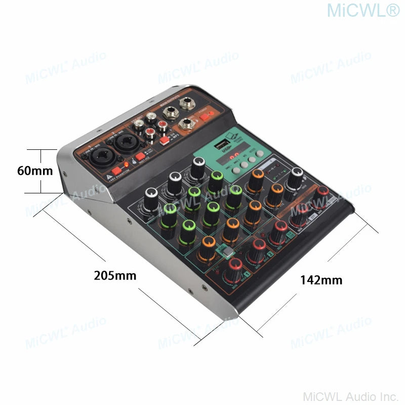 Original Mini 4 Channel Mixing Console For Live Recording Bluetooth USB 48V MiCWL AF4 - MiCWL Audio Inc