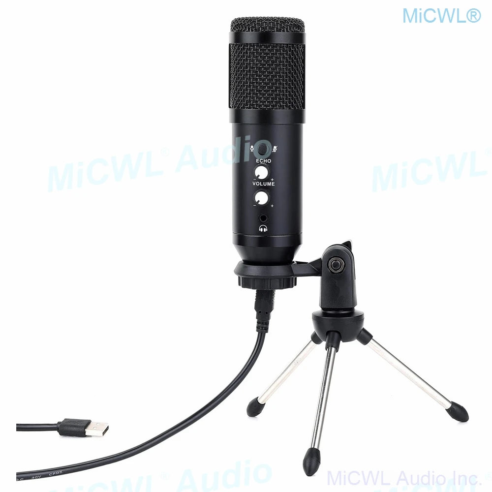 USB Condenser Microphone Kit Tripod Stand Microfone Cardioid Studio Recording Live KTV Karaoke Microphone for Laptop PC Computer - MiCWL Audio Inc
