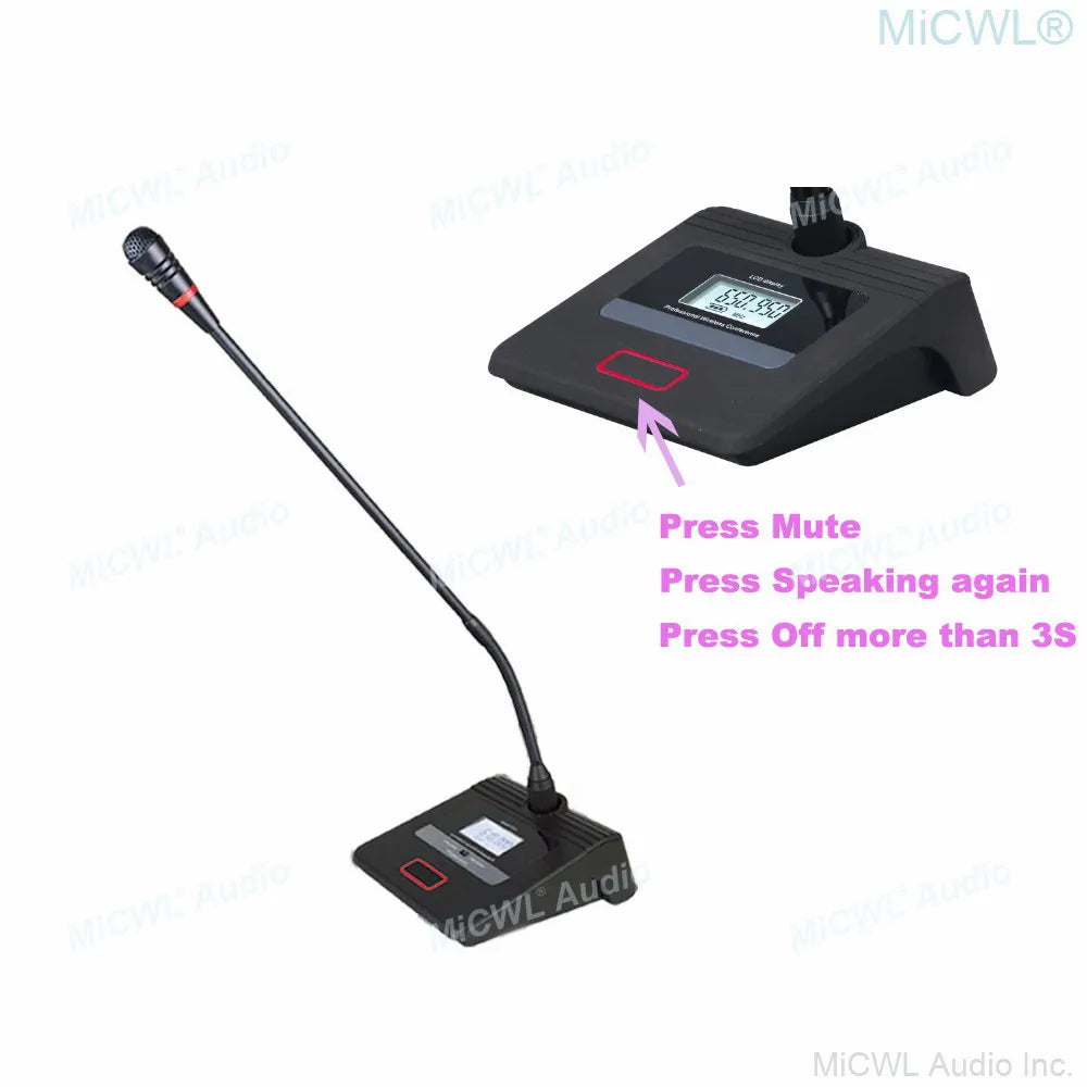 MiX800 Mute Button Digital Wireless 8 Table Gooseneck Microphone Discussion Conference System Company Government Meeting Room - MiCWL Audio Inc