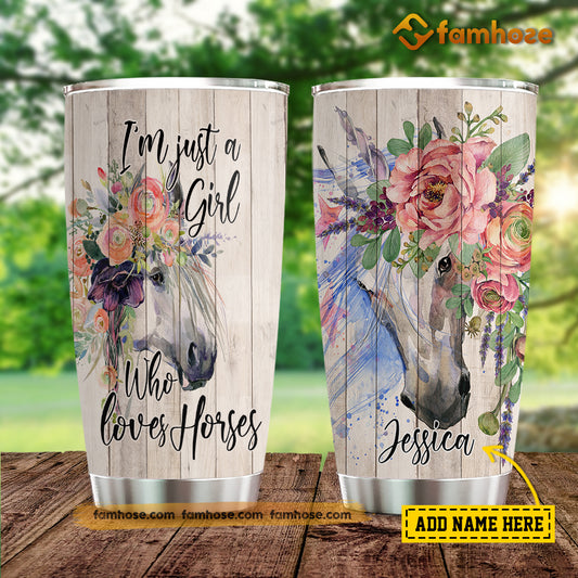 Just A Girl Who Loves Horses Insulated Tumbler With Handle - Temu