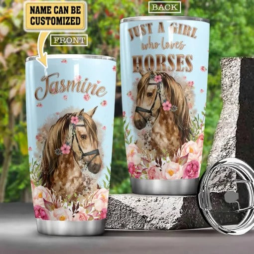 Just A Girl Who Loves Horses Insulated Tumbler With Handle - Temu