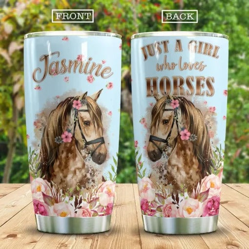 Just A Girl Who Loves Horses Insulated Tumbler With Handle - Temu