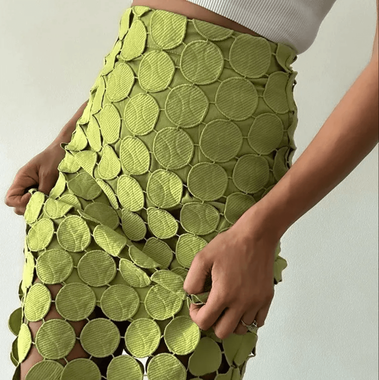 Lemon Tart Cotton Fringed Midi Skirt
