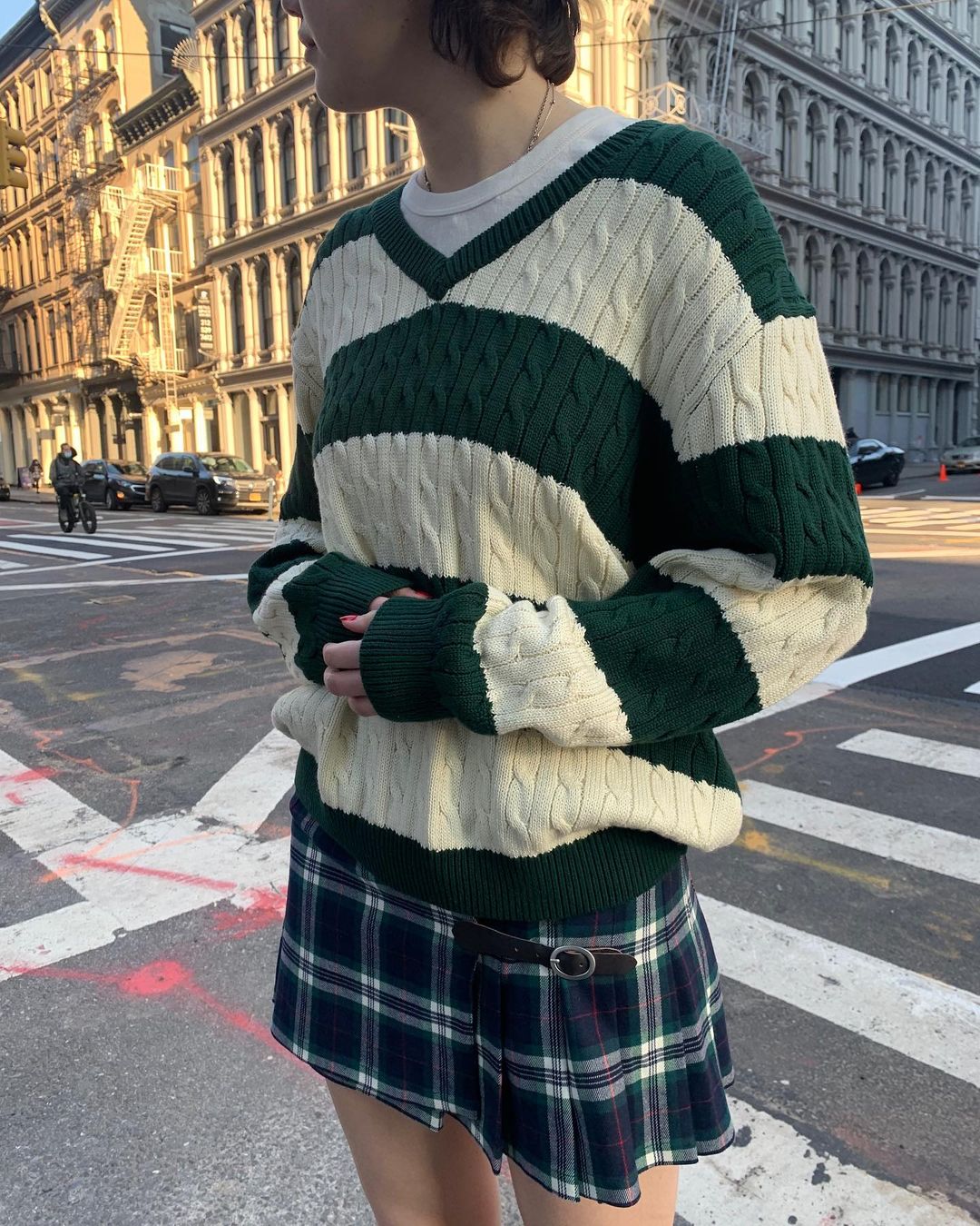 Striped Cabel Knit Sweater