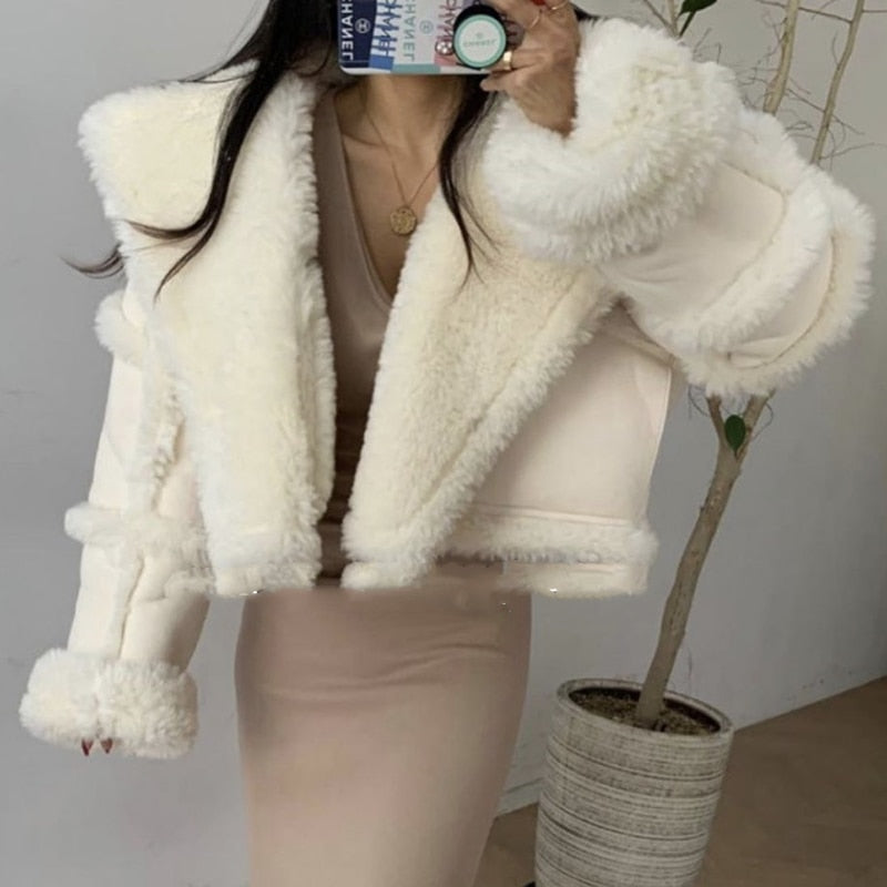 Contrast Fur Cropped Jacket