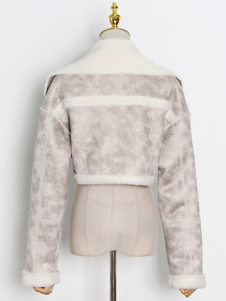 Cropped Fur Lining Biker Jacket