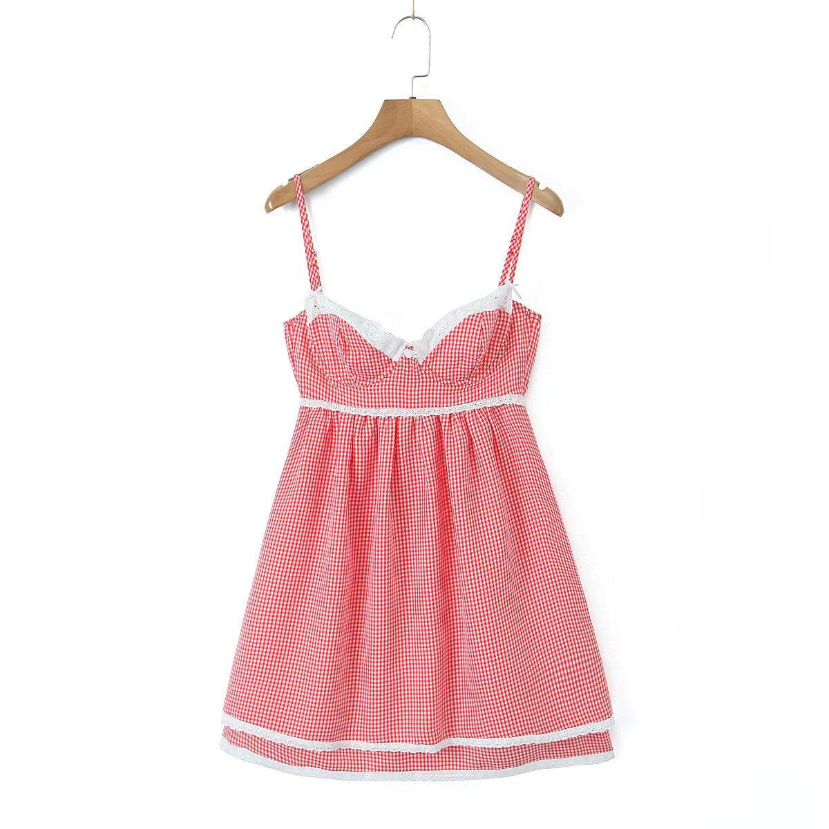 Gingham Strap Bustier Baby Doll Mini Dress