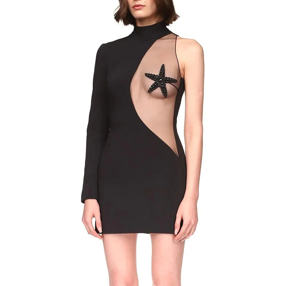 All An Illusion Crystal Starfish Patch Mini Dress