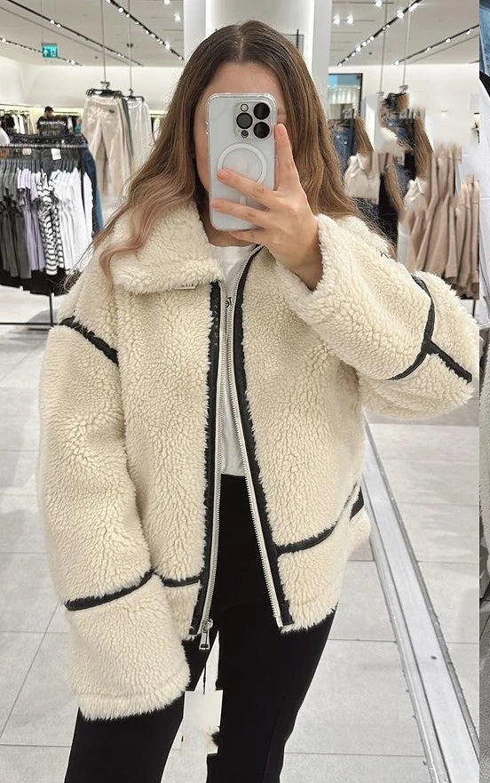 Beige Faux Wool Jacket