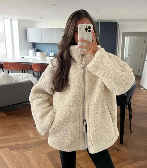 Beige Faux Wool Jacket