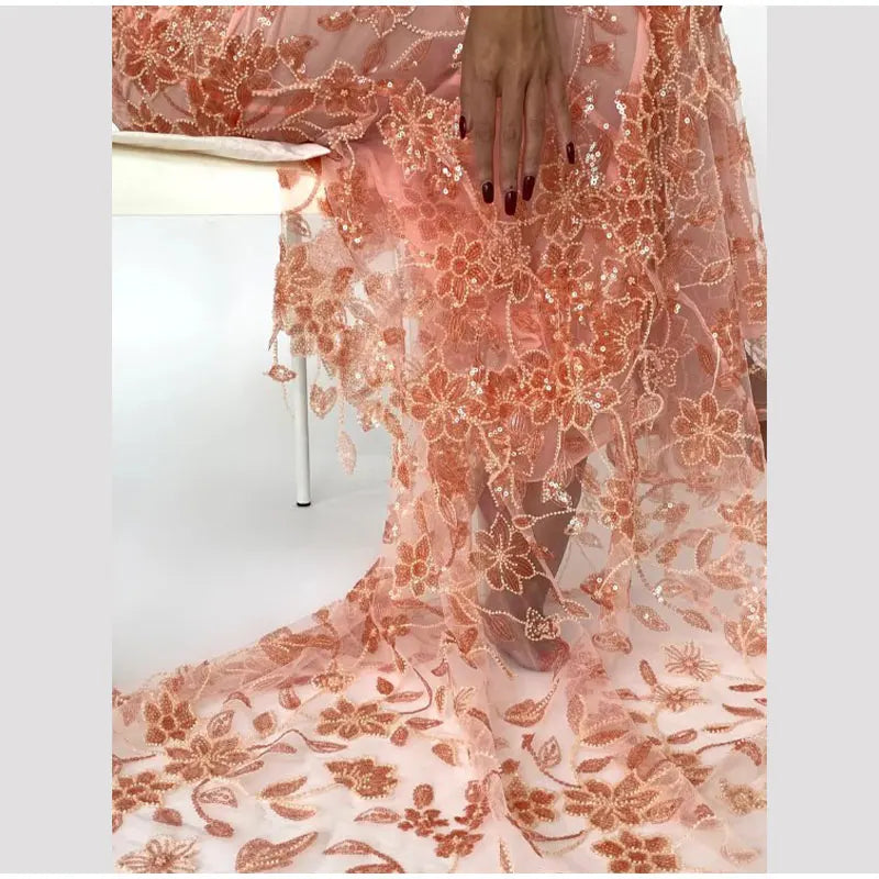 Lace Sequin Print Maxi Dress
