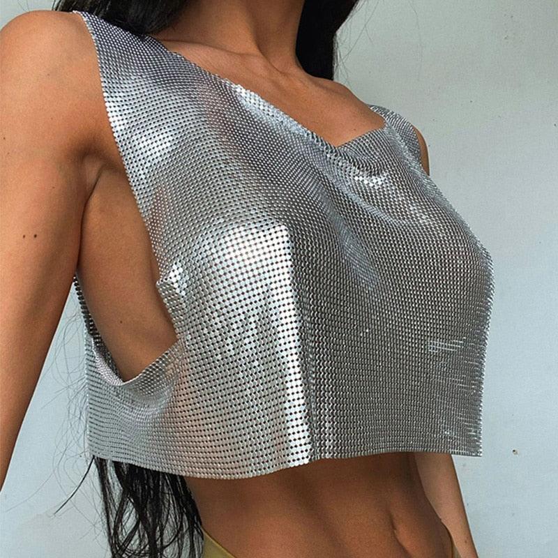 Galactic Chainmail Cowl Neck Tank Top