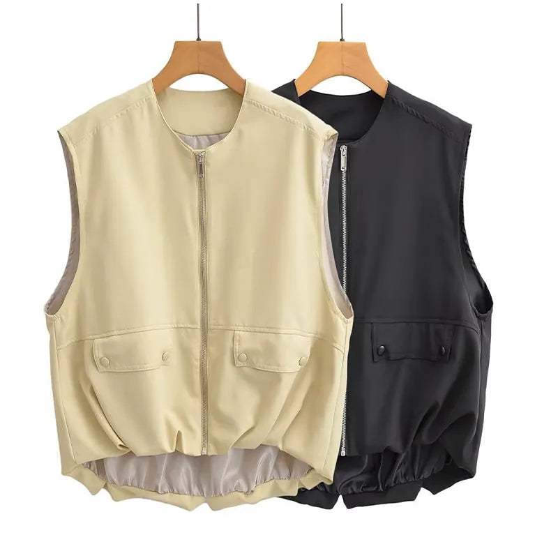 Cargo Pocket Drawstring Waistcoat