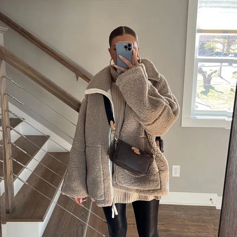 Beige Faux Wool Jacket