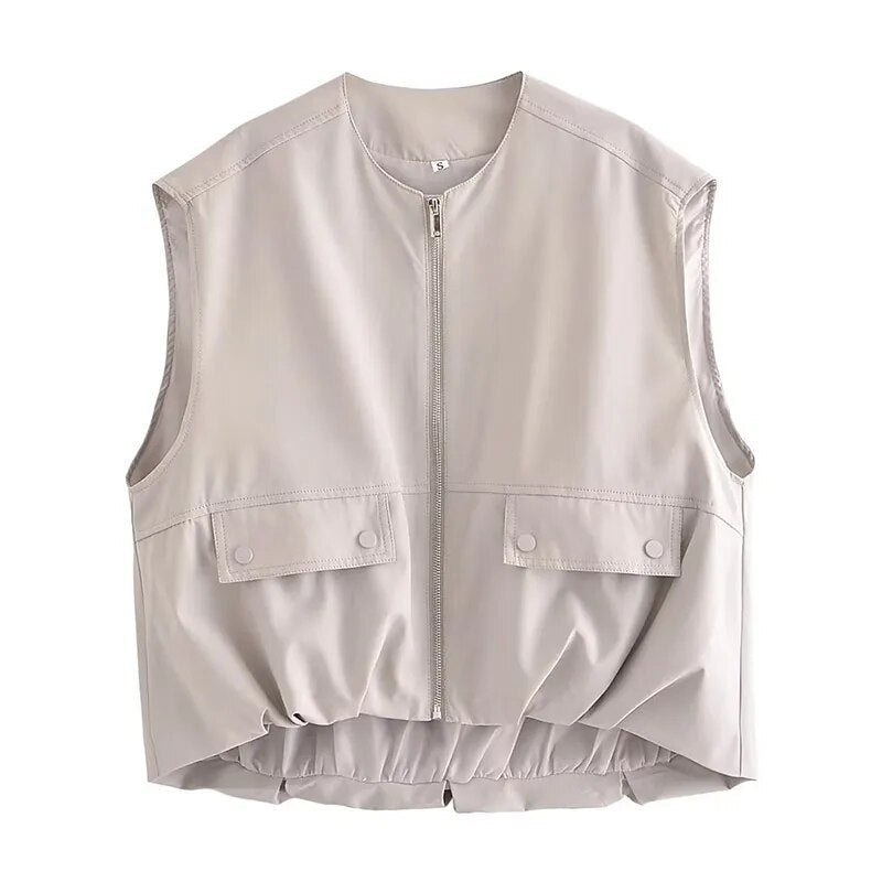 Cargo Pocket Drawstring Waistcoat