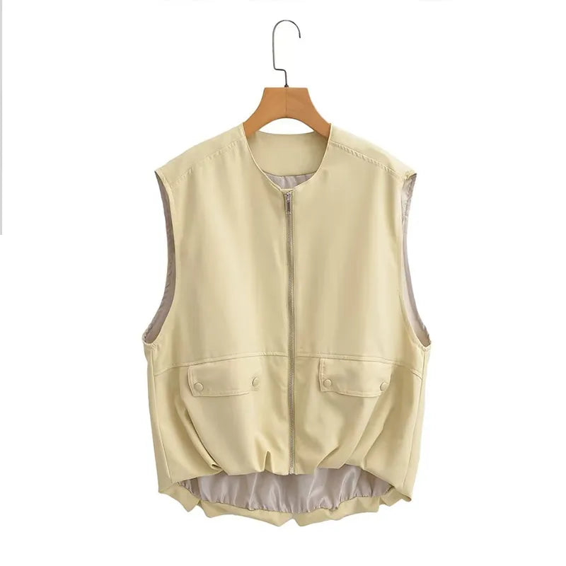 Cargo Pocket Drawstring Waistcoat