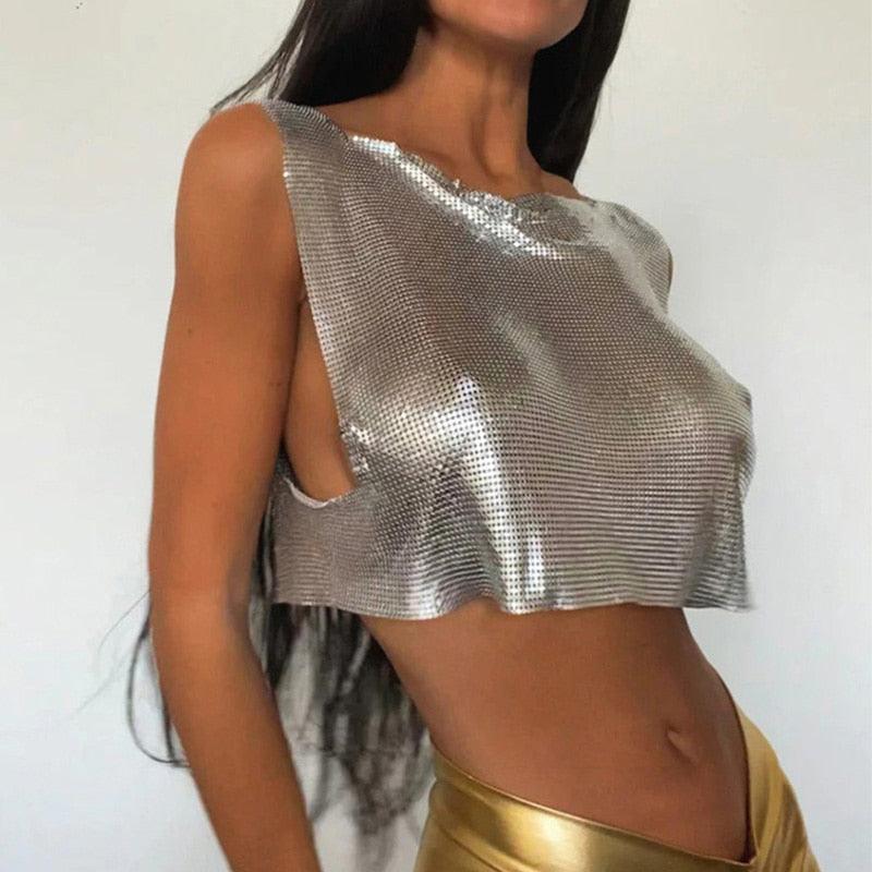 Galactic Chainmail Cowl Neck Tank Top