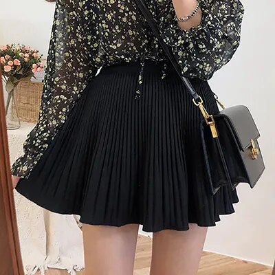 Pleated A-Line Mini Skirt